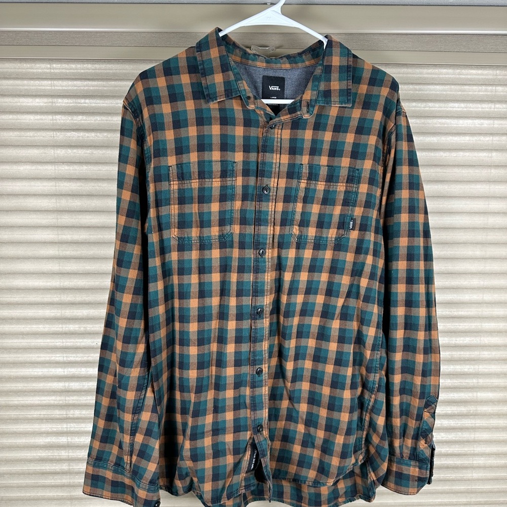 Vans Casual Green and Orange Button Down Shirt